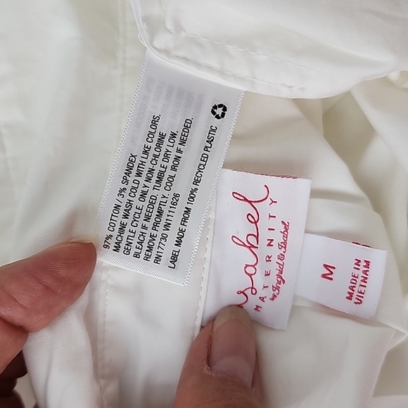 isabel Maternity by Ingrid & Isabel Side Pleated Popover Blouse White - Picture 6 of 14